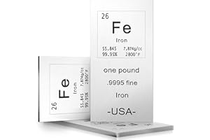 Landhoow Metal Bar 1lb Laser Engraved. 999 Pure Bullion Bar Paper Weights for Office Metal Paperweight with Chemistry Element