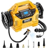 3X Faster 160PSI Cordless Air Compressor Compatible with DeWalt 20V Battery | DIYtoolifz Tire Inflator/Deflator Air Pump with 12V Car Adapter, LCD Digital Gauge for Car, SUVs, Air Mattresses (Tool Only)