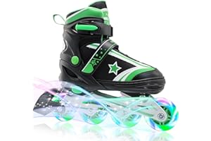 WELLWON Inline Skates for Boys Girls, Adjustable Kids Roller Skates for Beginner