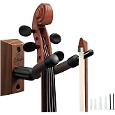 Ohuhu Violin Viola Wall Mount Hanger with Bow Holder, Hardwood | Soft PaddIing Design, Hook Vertical Display Wall Stand, Fits 4/4, 3/4, 1/2, 1/4 Violin, For Home Studio Decor