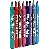 GAINWELL Metallic Wine Glass Markers – Pack of 8 Food-Safe Non-Toxic Wine Pens