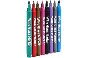 GAINWELL Metallic Wine Glass Markers – Pack of 8 Food-Safe Non-Toxic Wine Pens
