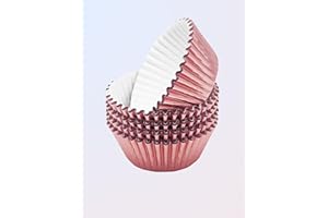 100 Pack Foil Cupcake Liners Metallic Paper Muffin Standard Baking Cups for Party, Christmas, Rose Gold