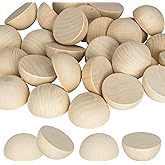 30PCS 2 inch Unfinished Round Wood Half Sphere Balls, 50mm Small Natural Wooden Half Split Balls for Crafts and DIY Decorative Projects