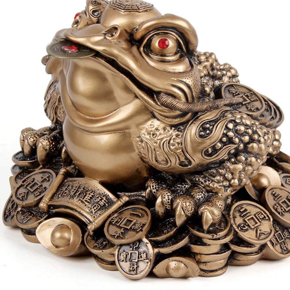 Garneck Feng Shui Dinero Rana Resina Tres Patas Riqueza Sapo Escultura Estatua Amuleto de la Garneck Feng Shui Dinero Rana Resina Tres Patas Riqueza Sapo Escultura Estatua Amuleto de la