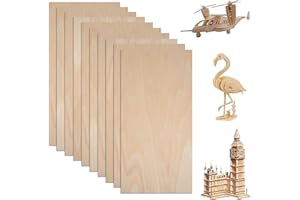10 Sheets 200x100x1.5mm Unfinished Balsa Wood Sheets, Natural Craft Wood Thin Plywood Pieces Basswood Sheets for DIY Mini Pro