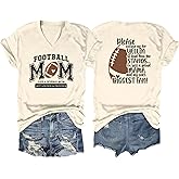 Football Mom Shirt Women Game Day Tshirt Funny Football Mama Graphic Tee Gameday Season T-Shirt Short Sleeve Top