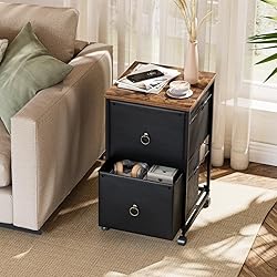 HOOBRO 2 Drawer Mobile File Cabinet, Rolling