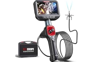 Ralcam 360° Joystick Articulating Borescope, 6.2mm 4 Ways Automotive Endoscope Inspection Camera with 6 Adjustable LED Lights 6.6FT Semi-Rigid Snake Tube