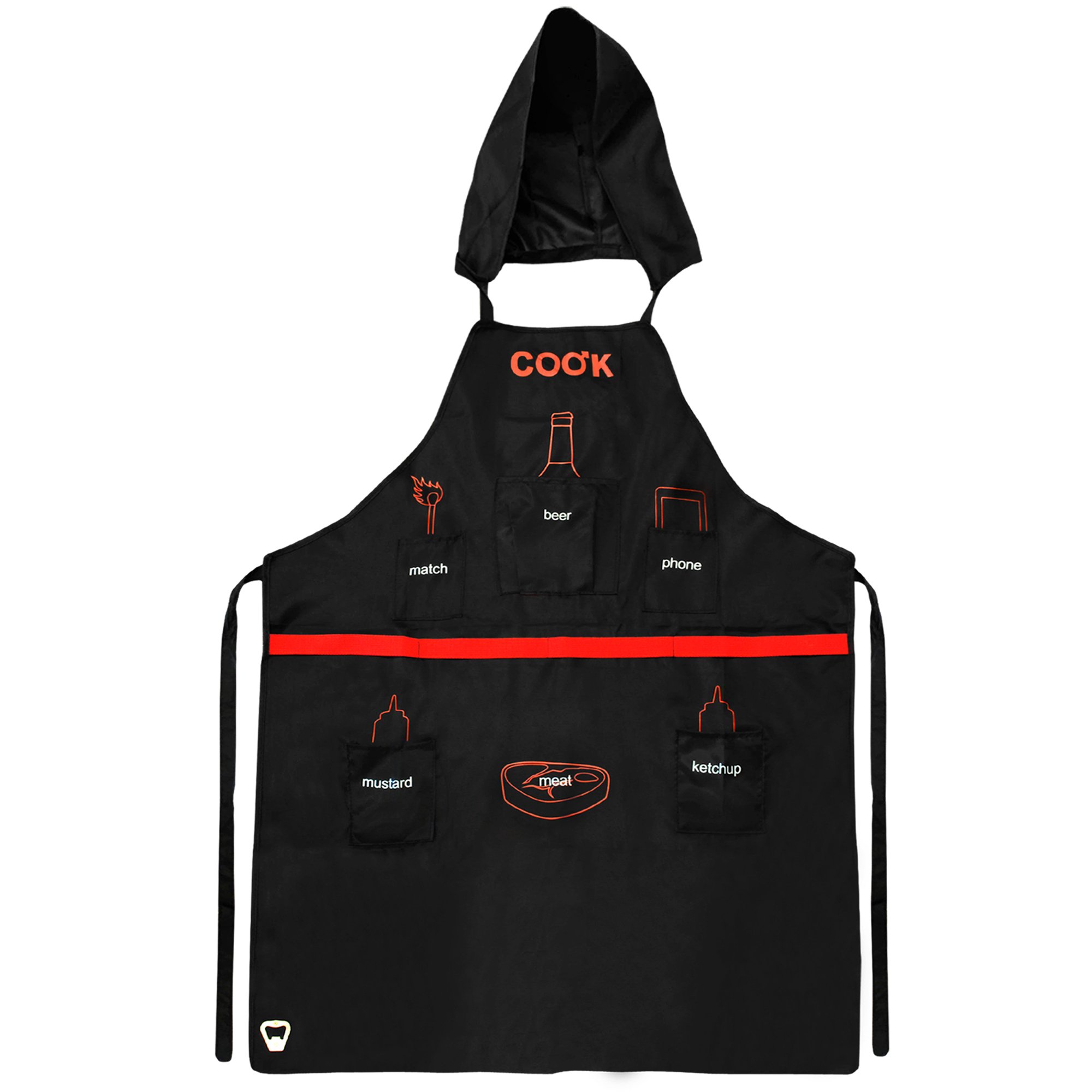The Man Apron - with Pockets & hood - BBQ Like A Pro for Dads & Chefs Fun Cooking Apron to hold tool Mens Funny BBQ Essentials