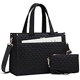 LOVEVOOK Laptop Tote Bag for Women,Canvas Work Tote Bag for Women with Clutch Purse,17.3 Inch Computer Briefcase Bag,Professional Teacher Business Office Bag,Lightweight Shoulder Travel