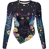 WHUVUMFY Women's Long Sleeve T Shirts Crew Neck Slim Fit Tops Sexy Basic Tee Y2k Going Out Shirts Irregular Hem Blouser S-L