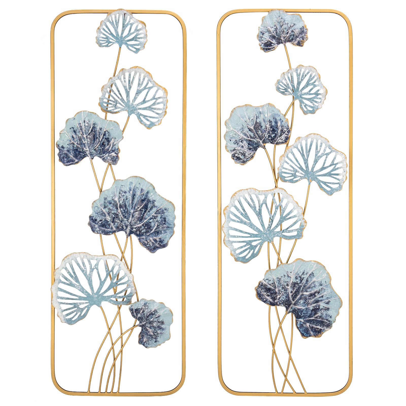 Hollyone 2 PCS 90CM X 31CM Gold Wall Art Décor Rectangular Panels Metalwork, Modern Wall Sculpture Hanging Décor for Home Office Café Bedroom Living Room Kitchen Wall Decorations