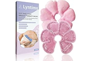 2 Pack Breast Therapy Packs, Lyntimo Hot and Cold Breastfeeding Essentials Ice Pack for Pain Relief, Dual-use Nipple Cooling 