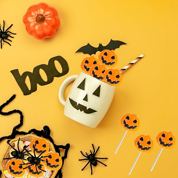 FRUIDLES HALLOWEEN PUMPKIN LOLLIPOP SUCKERS CANDY, SPOOKY, GOODY BAG FILLERS, INDIVIDUALLY WRAPPED (12-PACK)