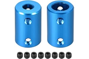 TA-VIGOR 2pcs 1/4 inch to 10mm Shaft Coupling Set Screw, L25 x D16 Bore Rigid Shaft Coupler Connector Aluminum Alloy for 3D Printer,DIY Robots, Motor Accessories, Blue