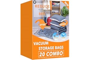20 Pack Vacuum Storage Bags (4 Jumbo, 4 Large, 4 Medium, 4 Small, 4 Roll Up), Space Saver Sealer Compression Bags for Blanket