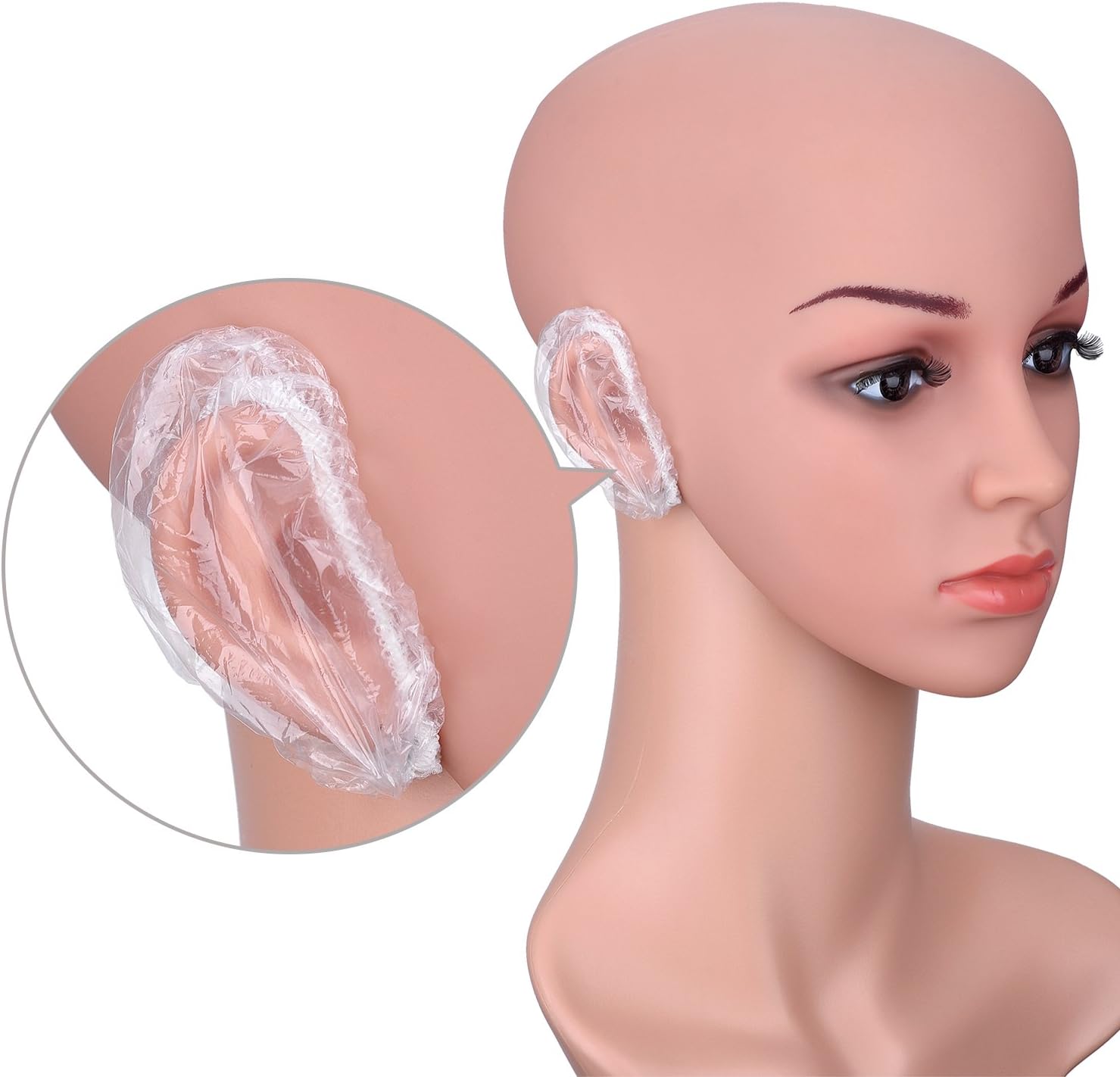 100 Pack Clear Disposable Ear Protectors Waterproof Ear Covers for Hair Dye, Shower, Bathing: Health & Personal Care