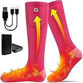 Rabbitroom Ladies Heated Socks Upgraded 4000mAh Battery Rechargeable Washable Women Socks with 3 Levels Setting,Arthritis Relief Foot Warmers for Winter Skiing, Hunting Outdoor Activities(Medium Size)