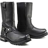 Milwaukee Leather Men’s Black Waterproof Boots 11-inch Wide Width Square Toe with Harness and Zipper MBM9061WP - 7W