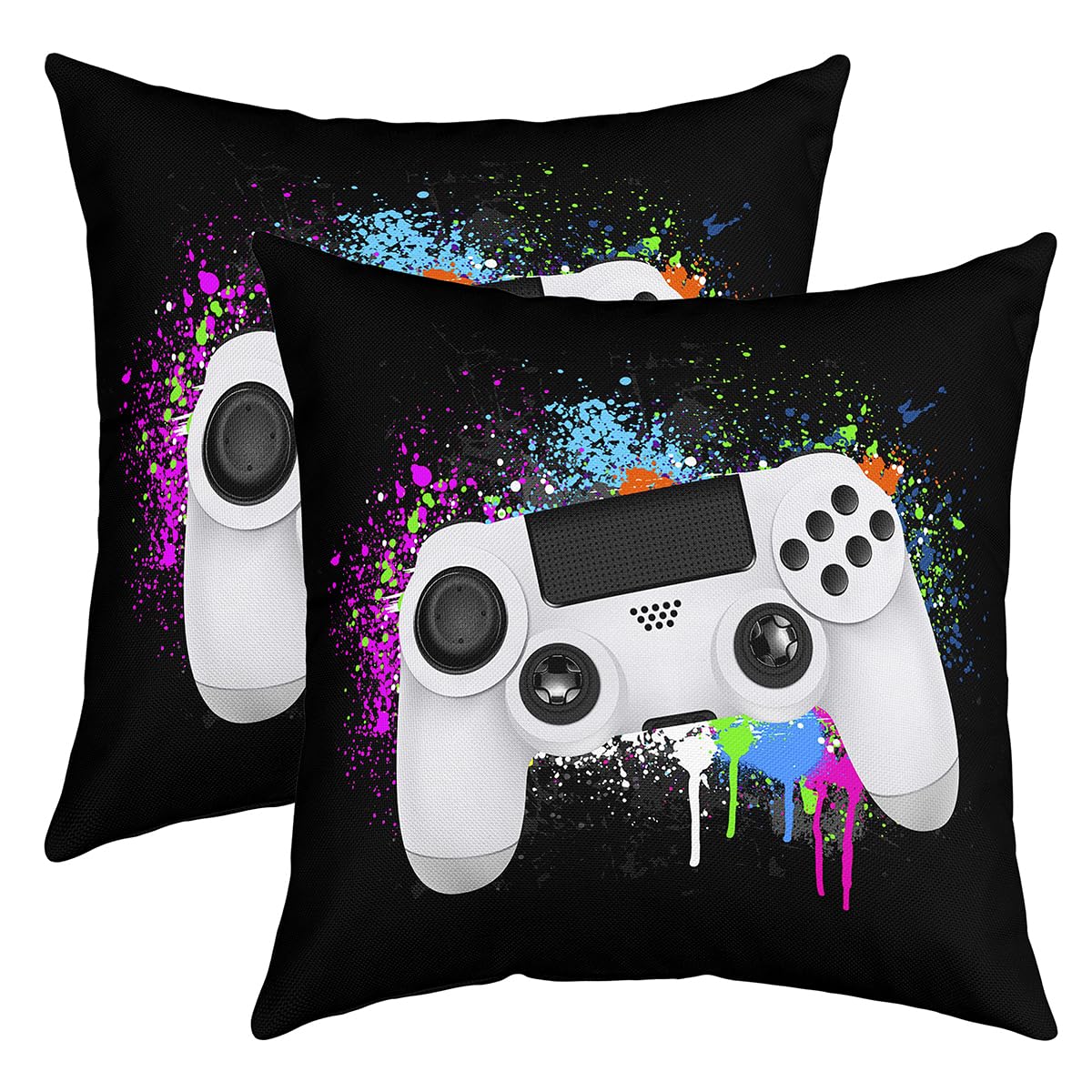 Loussiesd Gamepad Cushion Covers Sofa Gamer Cushion Cover 40x40cm White Video Game Gaming Cushion For Bedroom Living Colorful Tie Color Pillow Cover Modern Game Controller Sofa — image 1