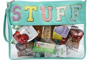 XinblueCo Clear Chenille Letter Bag Clear Purse Clear Makeup Letter Bag Multi-purpose PVC Travel Patch Pouch Stadium Purse for Travel,Gym,Beach