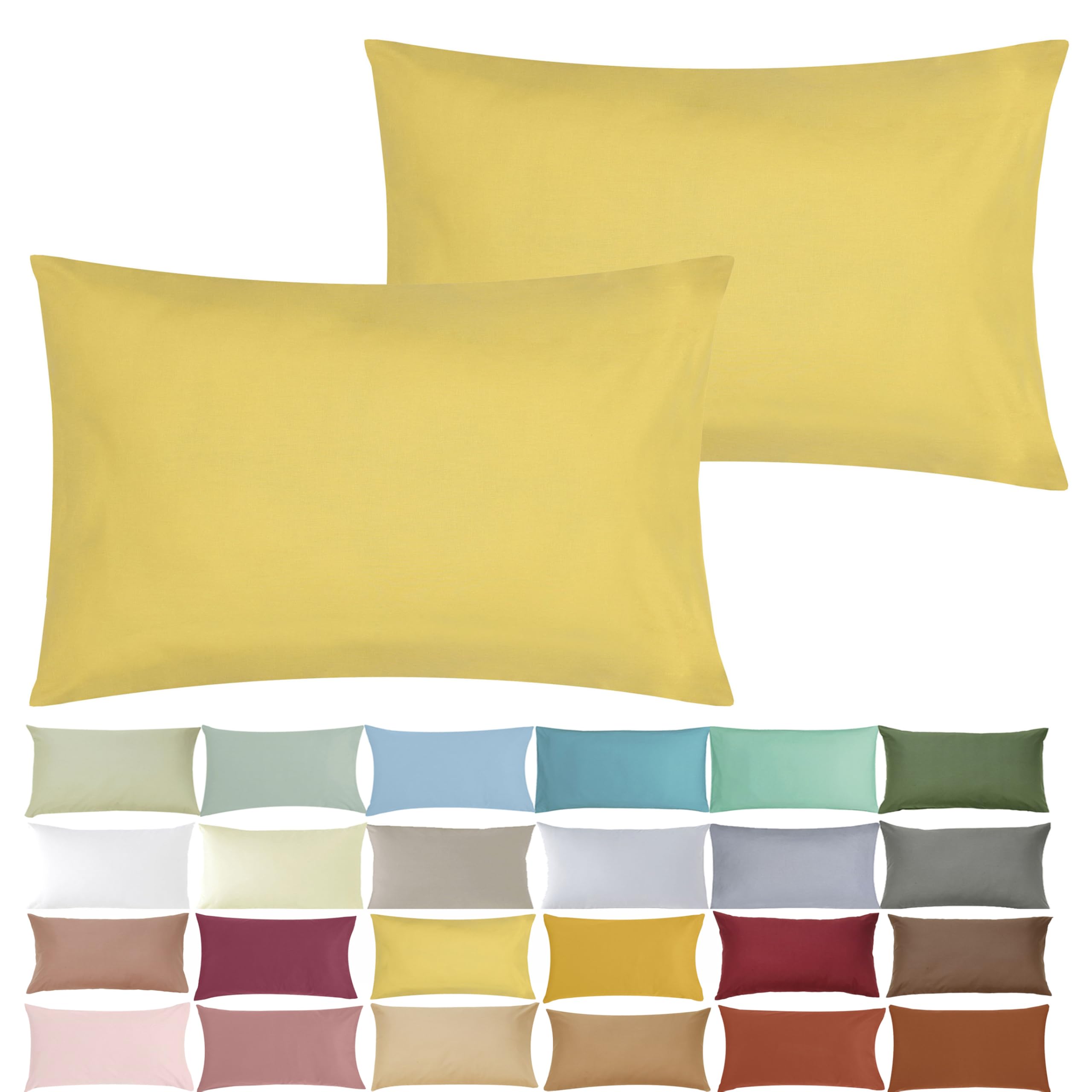 P'tit Basile - Baby toddler cot bed Pillow pair cases - 40x60 cm - ocher yellow - 2 pack 100% soft Organic Cotton plain pillowcases - Oeko-tex certified - Envelope Closure, machine washable