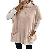ZAFUL Women's Oversized Turtleneck Sweater Dress Short Batwing Sleeve Knitwear with Pockets Trendy Fall Sweaters 2025