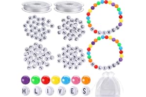 Ferreve 24 Sets Easter Bead Wristband Craft Kit for Kids Jesus Lives Beaded Craft Religious Colorful Stretch Bracelet for Easter Sunday School Church Group Craft Activities(Bright Color,Lives)