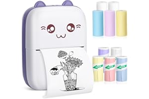 ST-CARE Mini Pocket Bluetooth Printer-Portable Thermal Printer with 10 Roll Papers for Journal/DIY Scrapbook/Travel/Notes/Lists/Label/Memo, Receipt Printer for Children Women Gifts Kids Christmas IOS&Android