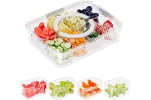 FEMORA Snack Containers with Lids – 8 Compartment Transparent Snackle Box, Airtight Food Storage & Meal Prep Containers, Reus