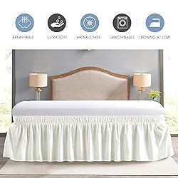 FreshCulture Queen Bed Skirt, Elastic Wrap Around