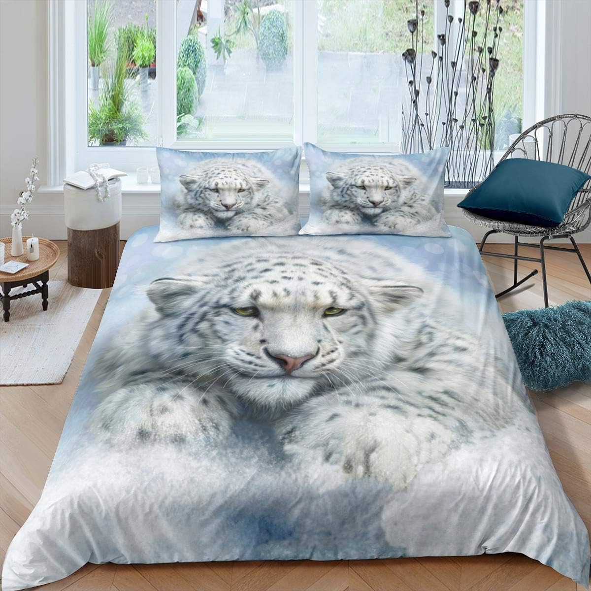 993 LICUNI Snow Leopard Duvet Cover for Boys Children 3D Animal Print ...