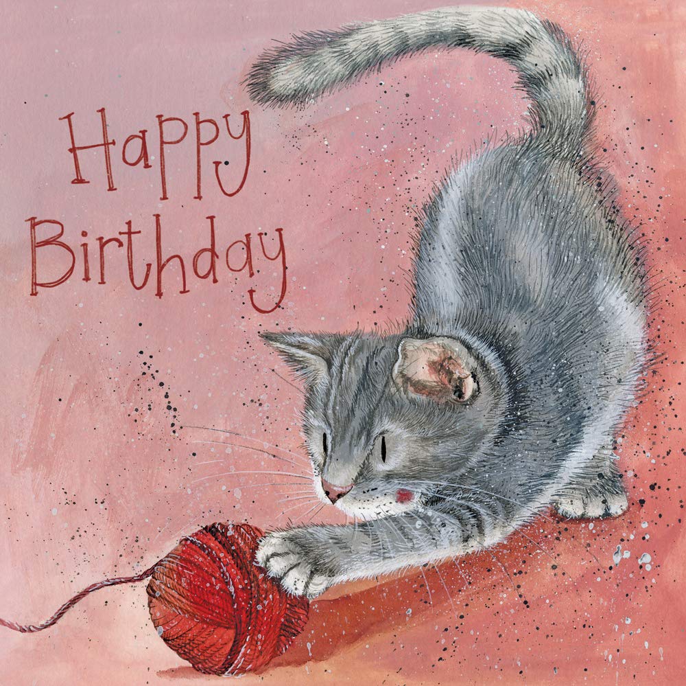 ALEX CLARK Happy Birthday Ball of Wool Cat Card