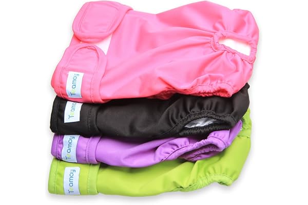 Teamoy 4PCS Pack Dog Diapers, Reusable Washable Female Sanitary Physiological Pants for Dogs, Super-Absorbent, Comfortable an