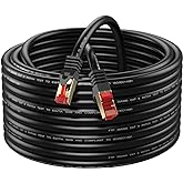 Abireiv Cat6 Outdoor Ethernet Cable 100ft,Outdoor Shielded Grounded UV Resistant Waterproof Buried-able Network Cord Compatib
