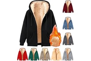 AQAYL Winter Jackets for Men Fleece Lined Hooded Jacket Zip up Fuzzy Hoodie Faux Fur Coat Thermal Outerwear Unisex Hoodies