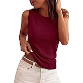 PRETTYGARDEN Sleeveless Sweater Tops for Women 2026 Summer Dressy Ribbed Tank Tops Spring Business Casual Work Shirts Blouses