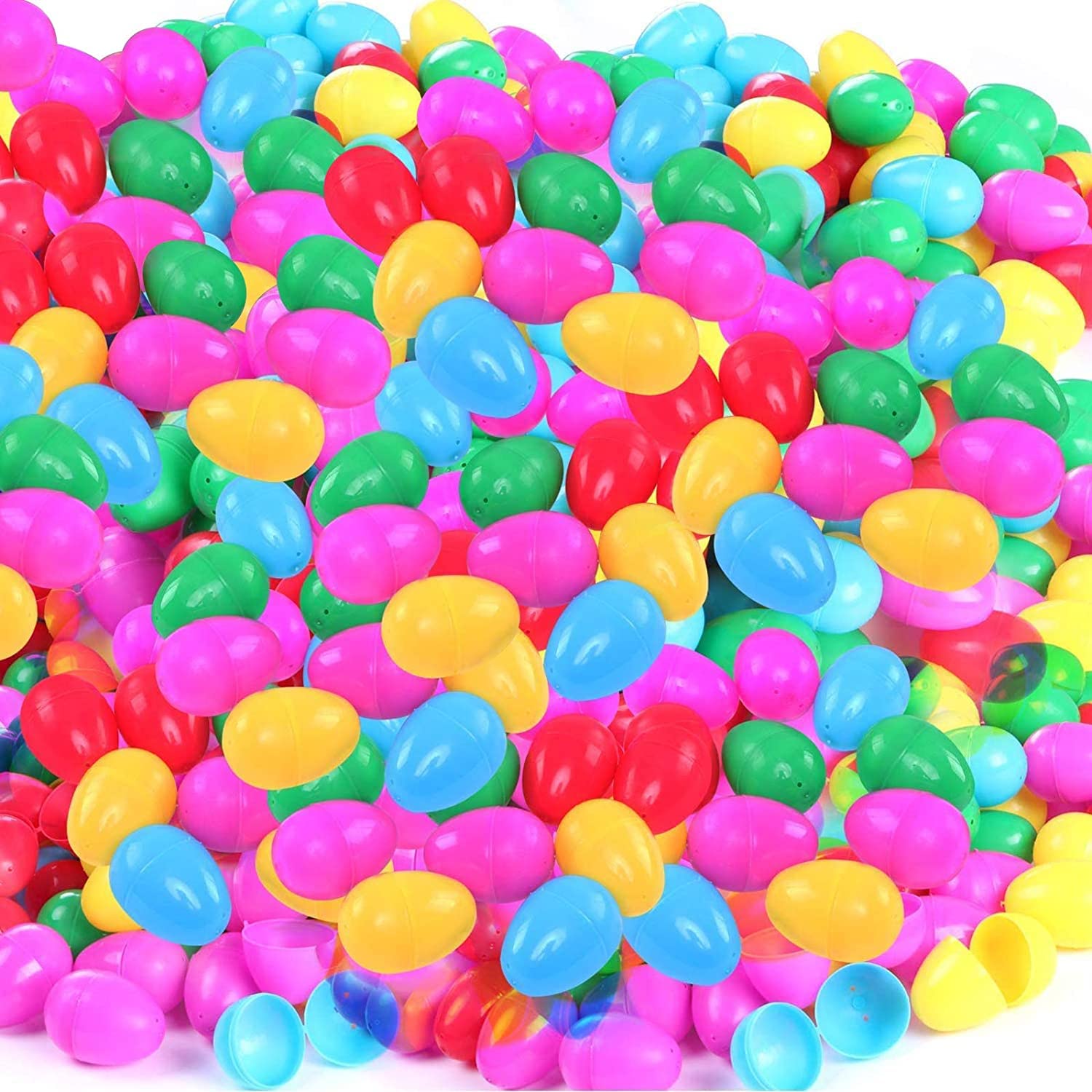 Photo 1 of NEWBEA 2000 Pcs Easter Eggs,2.4" Assorted Bright Colors Plastic Easter Eggs Easter Eggs Empty for Easter Hunt, Basket Stuffers Fillers, Easter Themed Decorations