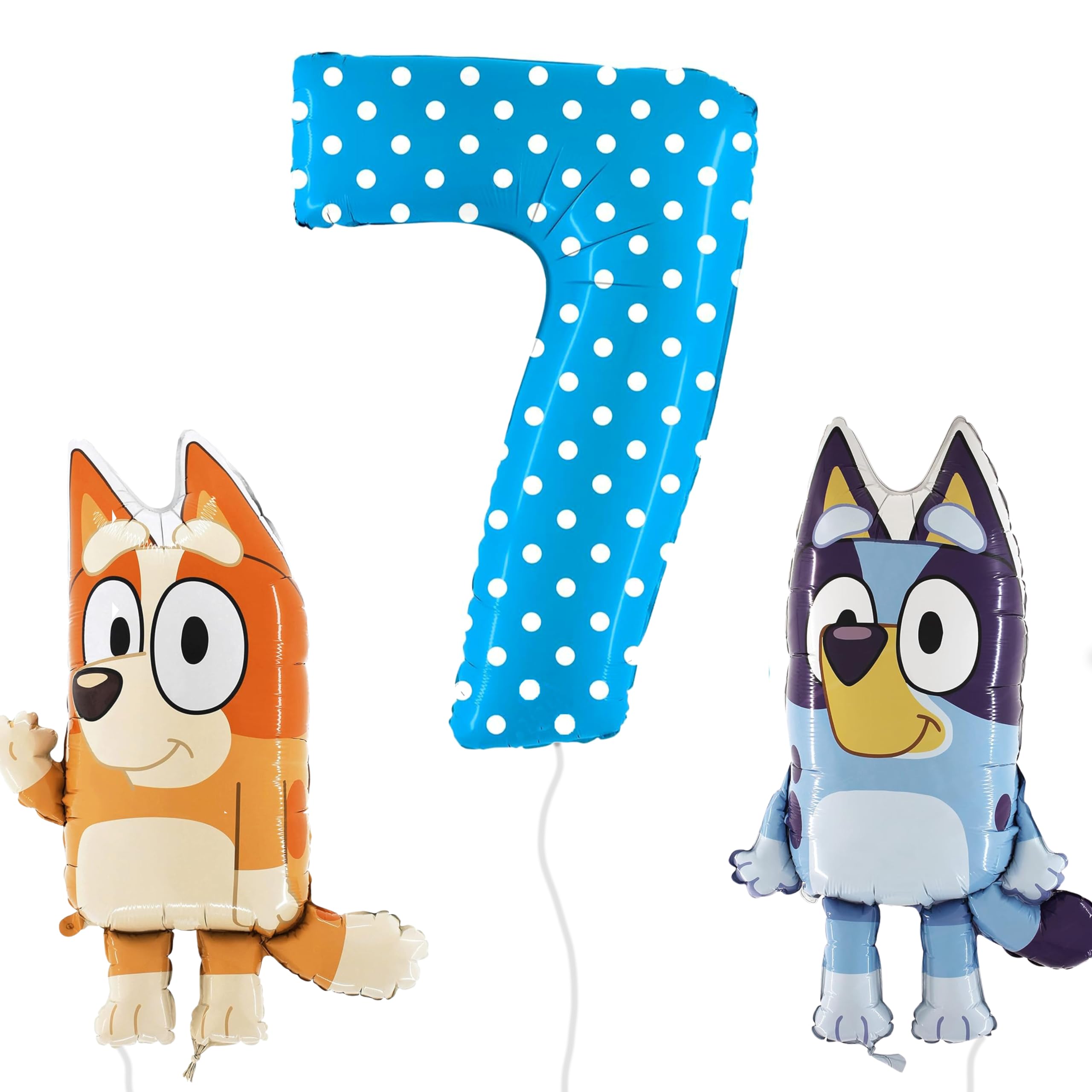 Toyland® Bluey & Bingo Foil Balloon Pack - 2 x 80cm (32") Character Balloons & 1 x 101cm (40") Spotty Number Balloon - Kids Party Decorations