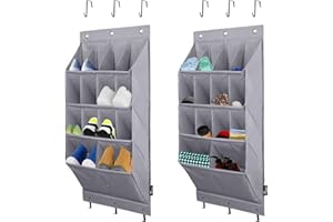 FENTEC Hanging Shoe Organizer,2 Pack Over the Door Shoe Organizer,Door Shoe Rack with 28 Deep Pockets,Shoe Storage for Men Wo