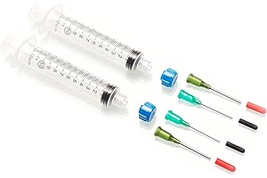 Dispense All - Mini Industrial Syringe Pack - 10ml Luer Lock Syringes, 14 and 18 Gauge Blunt Needles, Covers and Syringe Caps | Precision Crafting, Gluing, Refilling Pens and Empty Cartridges, Repairs