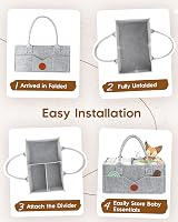 Maliton Nappy Caddy Newborn Diaper Organizer 15.3x9.3x7 in Grey view 9
