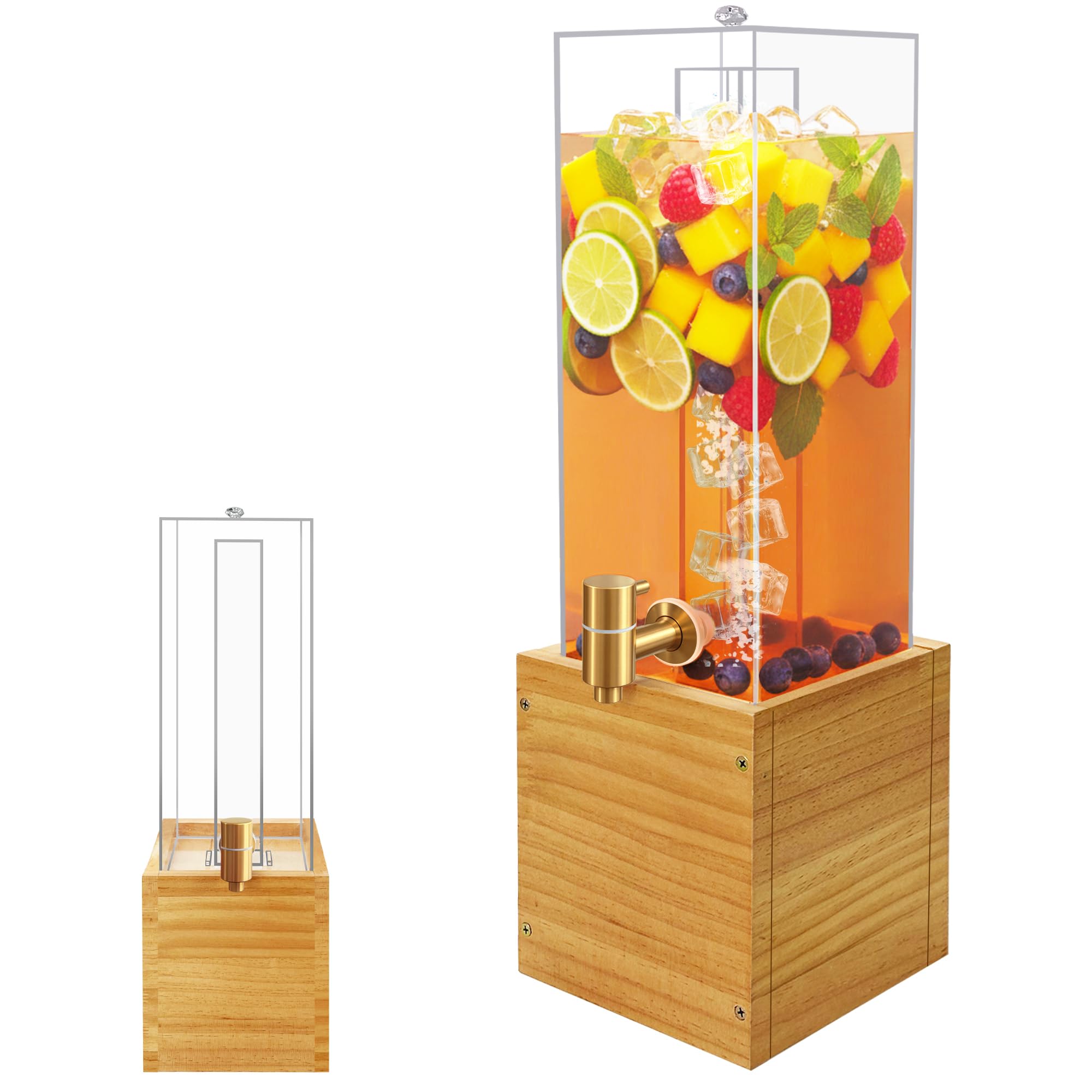 Photo 1 of 2 Gallon Drink Dispenser for Parties, Beverage Dispenser with Airtight Valve, Large Water Drink Dispenser, Water Dispenser with Wood Stand, Lemonade Dispenser for Water, Juice,Cocktails,Ice Tea