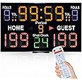 YZ Battery Powered Electronic Basketball Scoreboard Timers with Shot Clock, 12/14/24/30S Custom Shot Clock Digital Scoreboard with Remote, Countdown Timer Clock Score Keeper for Indoor Outdoor