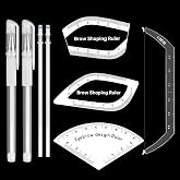 Lanties 6 Pcs Drawing Eyebrow Template Set for All Face Types | Include Arch Brow Mapping Ruler, Brow Mapping Pen, Eyebrow Measuring Tool, Microblading Measuring Tool, for Home Salon Use