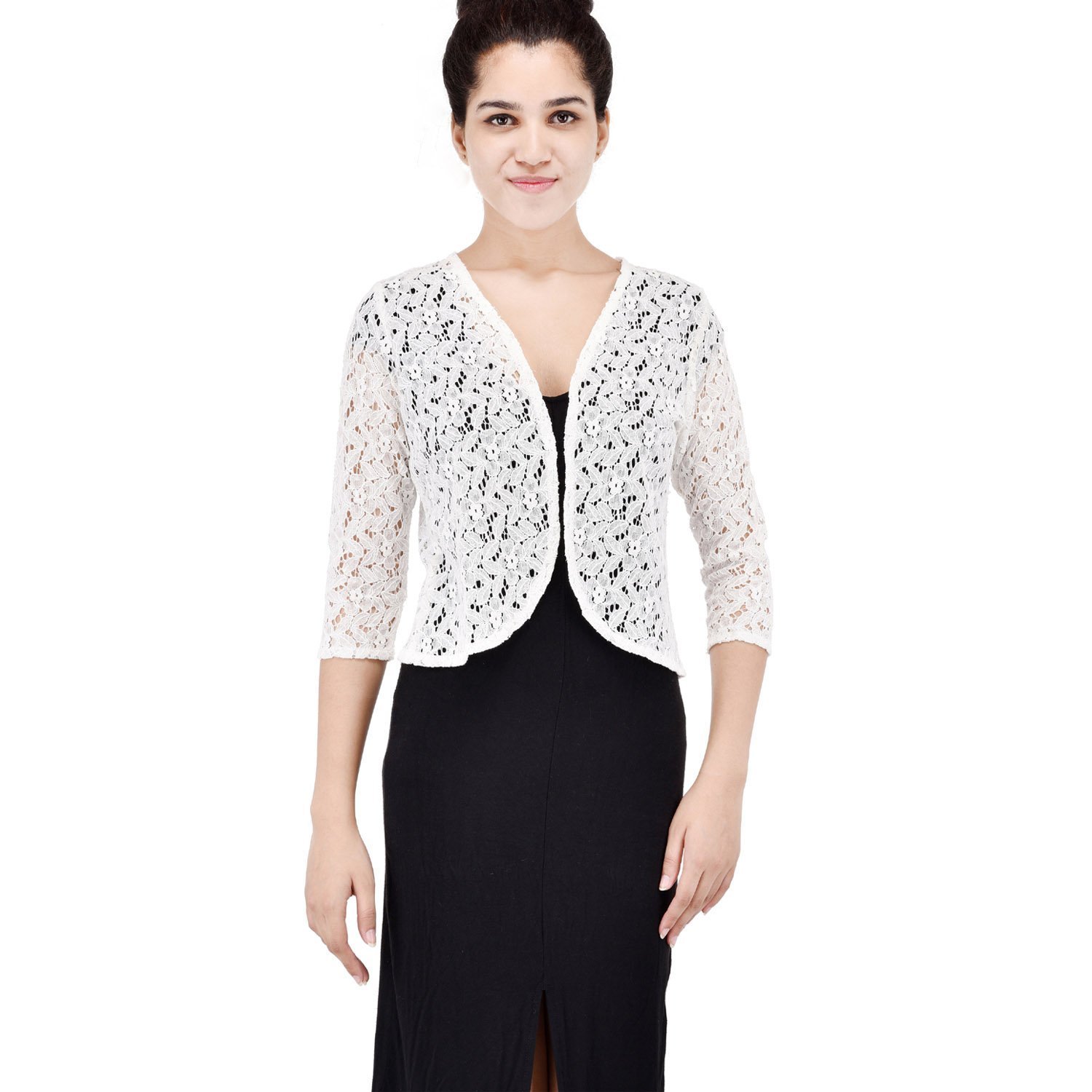 stylebond women casual white sheer shrug