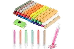 43PCS/Set Dustless Chalk for Kids Colorful Non-Toxic Dustless Chalk, with Holder and Board Erasers Washable Chalk, for Childr
