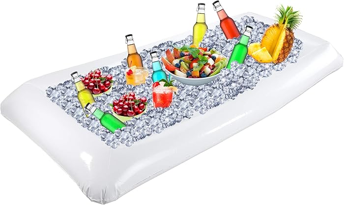 Outdoor Inflatable Buffet Cooler Server - White Blow Up Cooling Tub For Serving Buffet Style Picnic