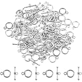 AUEAR, Bracelet Toggle Clasps for Jewelry Making Bracelets Necklace DIY Crafts (Silver, Circle Shaped, 50 Set)